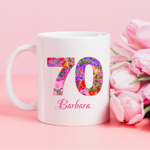 70 Jahre 70. Geburtstagsfeier floral rosa Flieder Kaffeetasse