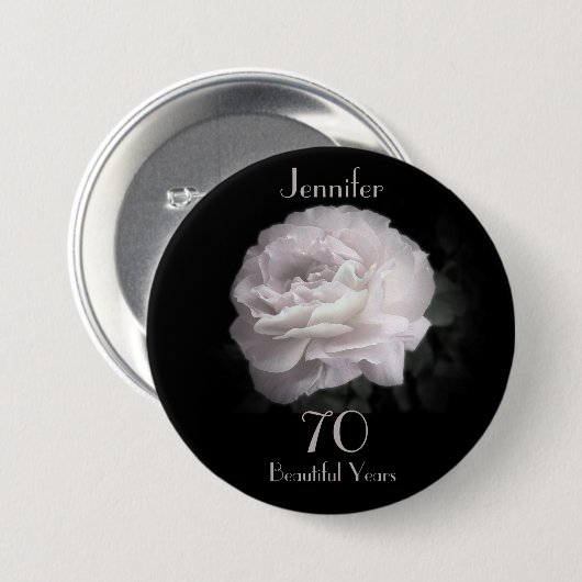 70 Jahre alt, hellrosa Rose Button Button (Vorne & Hinten)