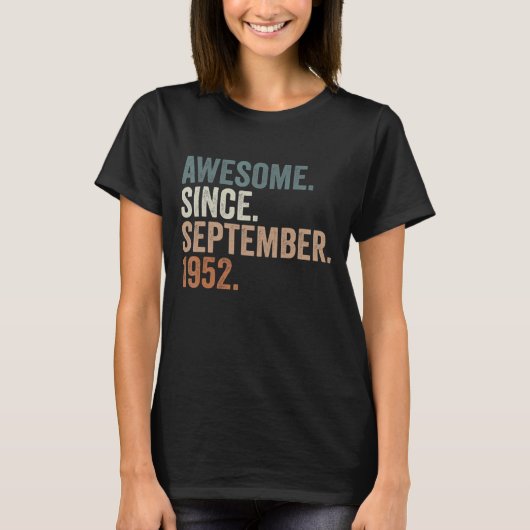70 Jahre alt Phantastisch seit September 1952 70. T-Shirt (Vorderseite)