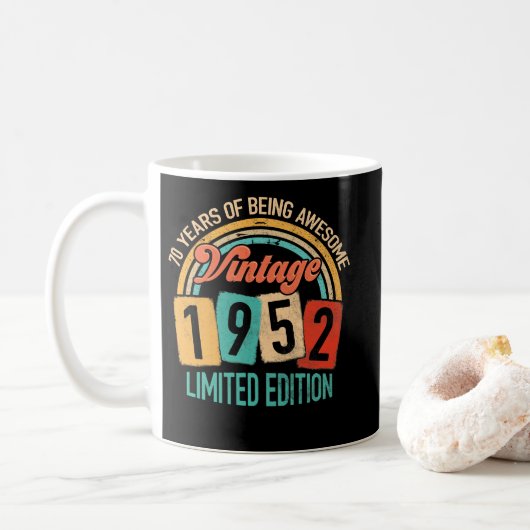70 Jahre alt von 1952 Phantastisch sein 70. Geburt Kaffeetasse (Mit Donut)