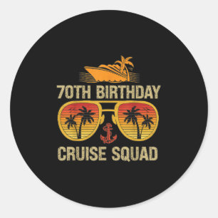 70 Jahre alte Crew 70. Geburtstags-Kreuzfahrt-Squa Runder Aufkleber