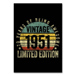 70 Jahre alte Geschenke Vintag 1951 Geburtstag Tischnummer
