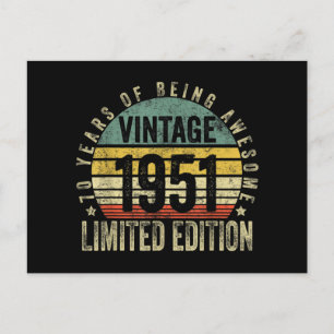 70 Jahre alte Geschenke Vintage 1951 Geburtstag Feiertagspostkarte