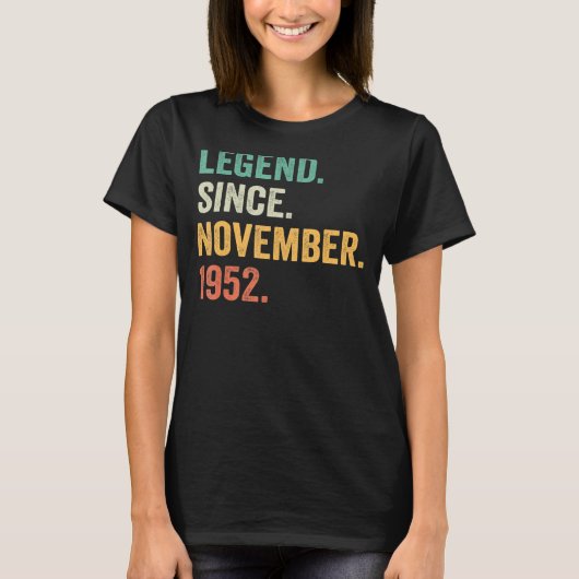 70 Jahre alte Legende seit November 1952 70. Gebur T-Shirt (Vorderseite)