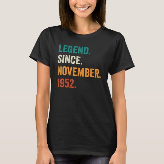 70 Jahre alte Legende seit November 1952 70. Gebur T-Shirt (Vorderseite)