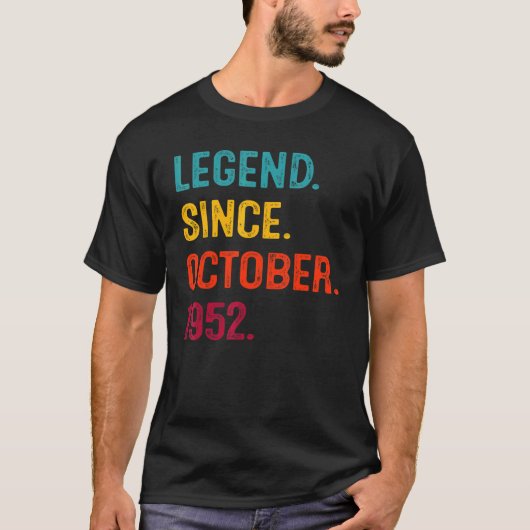 70 Jahre alte Legende seit Oktober 1952 70. Geburt T-Shirt (Vorderseite)