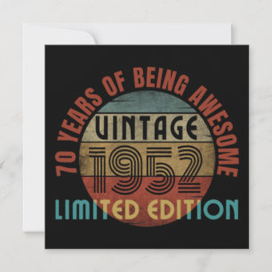 70 Jahre awesome vintage 1952 limitierte Auflage Einladung