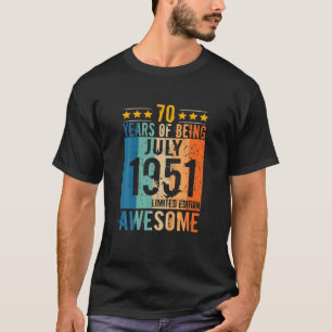 70 Jahre Frauen Vintag Geborenen Juli 1951 T-Shirt