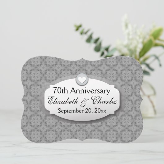 70 Jahre Hochzeitstag Platinum Z03 Einladung (Stehend Vorderseite)