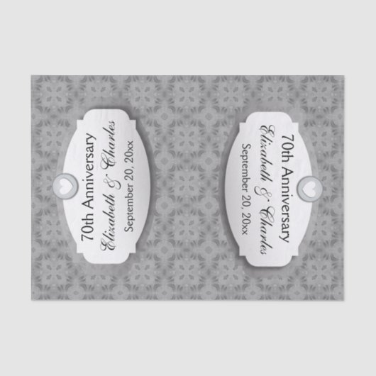70 Jahre Hochzeitstag Platinum Z03 Seidenpapier (Vorderseite)