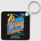 70 Jahre immer noch erpresst, Retro Geburtstag Vin Schlüsselanhänger (Rückseite)