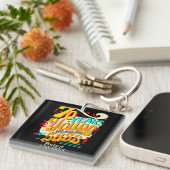 70 Jahre jung noch voll von Sass, farbenfroh Vibe Schlüsselanhänger (Vorderseite rechts)