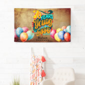 70 Jahre jung noch voll von Sass, Retro Groovy Banner (Insitu)