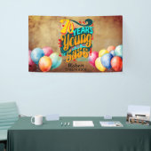 70 Jahre jung noch voll von Sass, Retro Groovy Banner (Messeveranstaltung)