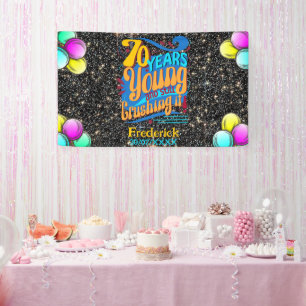 70 Jahre Jung und immer noch Voll dabei, Retro Geb Banner