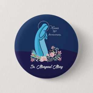 70. Jahrestag des religiösen Lebens Nun Pink Blume Button