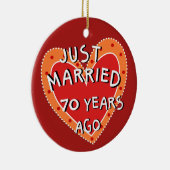 70. Jahrestag oder ein beliebiges Weihnachtsgesche Keramikornament (Rechts)