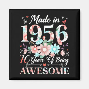 70-jährige, hergestellt 1956, floral, 70. Geburtst Magnet