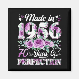 70-jährige, hergestellt 1956, floral, 70. Geburtst Magnet