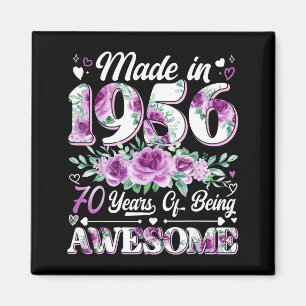 70-jährige, hergestellt 1956, floral, 70. Geburtst Magnet