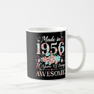 70-jährige hergestellt 1956 floral 70. Geburtstag  Kaffeetasse