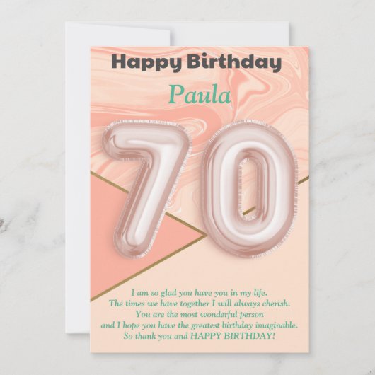 70-jährige Mädchen Happy Birthday Card (Vorderseite)