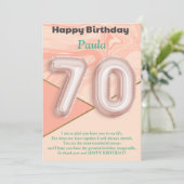 70-jährige Mädchen Happy Birthday Card (Stehend Vorderseite)