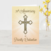 70. Jubiläum der Priesterordination Gold Look Karte (Gelbe Blume)