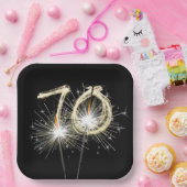 70. Jubiläum Party Sparklers auf Black Pappteller (Party)