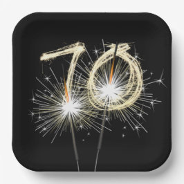 70. Jubiläum Party Sparklers auf Black Pappteller