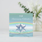 70. Jubiläum Platin-Herzen Einladung (Stehend Vorderseite)