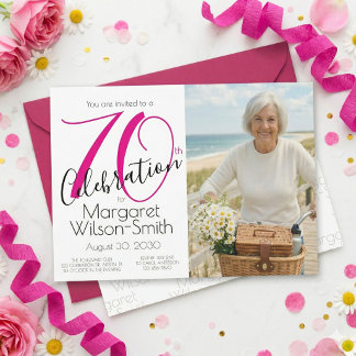 70. Jubiläumsfeier Foto Pink Schwarz 70. Geburtsta Einladung