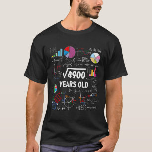 70 Mathe Teacher Square Wurzel von 4900 70th T-Shirt