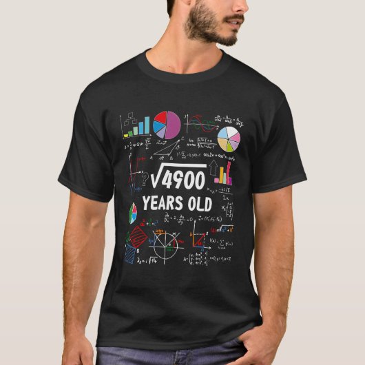 70 Mathe Teacher Square Wurzel von 4900 70th T-Shirt (Vorderseite)