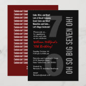70. Modern Birthday Black Red SIVEN OH! W816 Einladung (Vorne/Hinten)