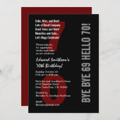 70. Modern Birthday Black Silver White Red W1789 Einladung (Vorne/Hinten)