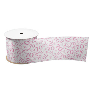 70. Moderne Zufallszahlenmuster Rosa/Weiß Satinband