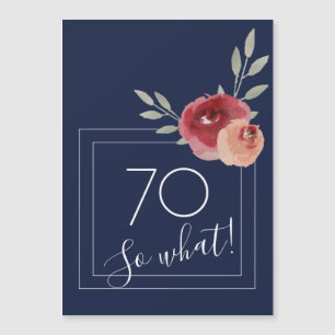 70 na und Blau Wasserfarbe Floral 70. Geburtstag Magnetkarte