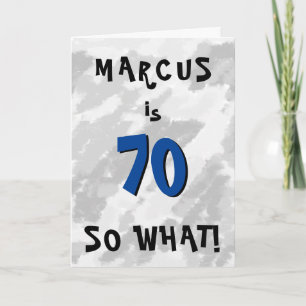 70 na und Lustiger Spruch und Name Blau 70. Geburt Karte