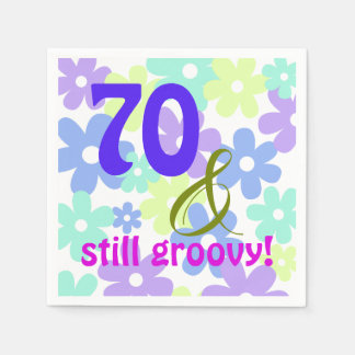 70 & noch immer groovy! Birthday Paper Cocktail Na Serviette
