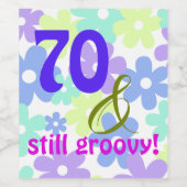 70 & noch immer groovy! Geburtstagspartei - Etiket Weinetikett (Einzelnes Label)