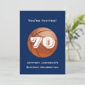 70. oder 75. Geburtstagsparty Einladung Basketball (Stehend Vorderseite)