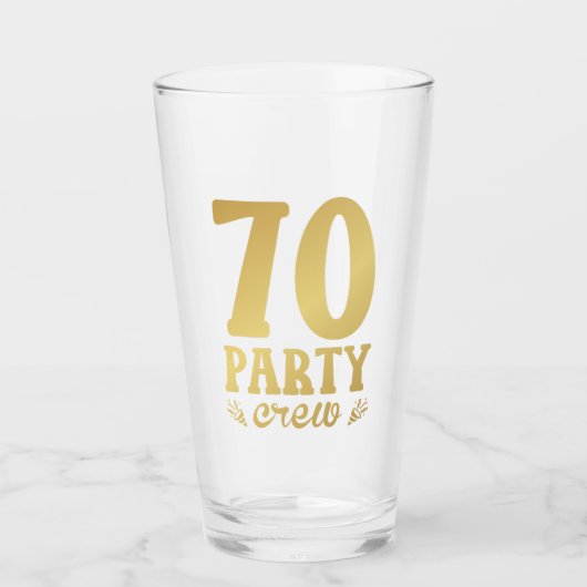 70 Party Crew 70. Geburtstag Drinken Glas (Vorderseite)