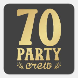 70 Party Crew 70. Geburtstag Quadratischer Aufkleber