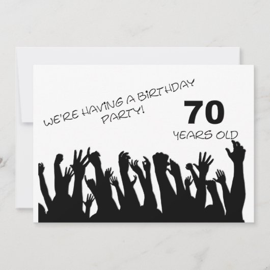 70. Party Einladung mit jubelnden Menschenmengen (Vorderseite)