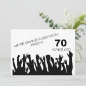 70. Party Einladung mit jubelnden Menschenmengen (Stehend Vorderseite)