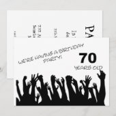 70. Party Einladung mit jubelnden Menschenmengen (Vorne/Hinten)