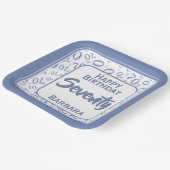 70. Party Random Number Pattern Blau/Weiß Pappteller (Gewinkelt)