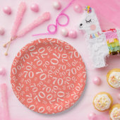 70. Party Random Number Pattern Coral/White Pappteller (Party)
