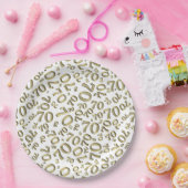 70. Party Random Number Pattern Gold/Weiß Pappteller (Party)